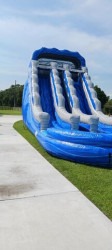20 dbl ln 1711345943 20' Tall Double Lane Water Slide W/ Pool Blue and White