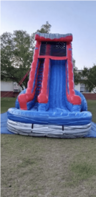 22' Tall Red & Blue Wave Water Slide with Pool