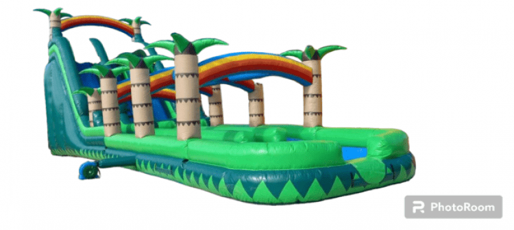 22' Tall Rainbow Palm Tree Water Slide W/  Slip n Slide (Gre